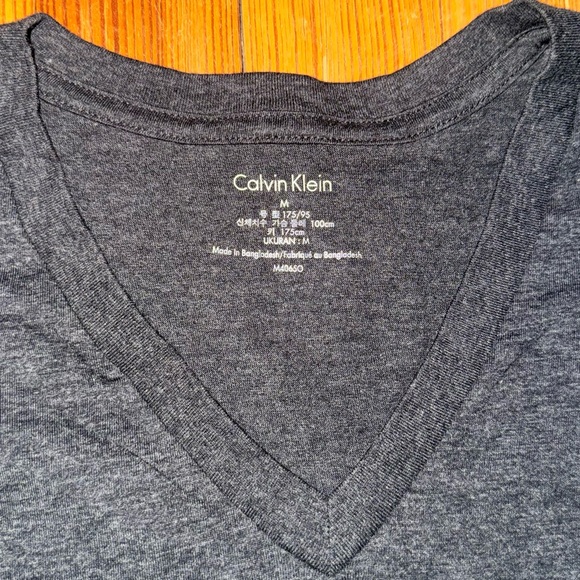 Dark Grey Calvin Klein V Neck Shirt - Picture 2 of 2